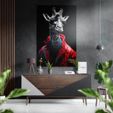 Cool Giraffe Brushed Aluminum Dibond Wall Art.